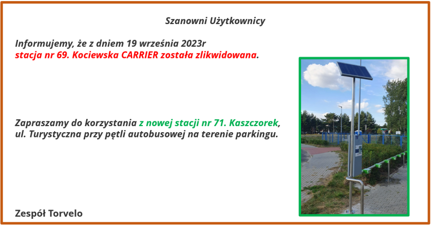 Nowa stacja nr 71. Kaszczorek_informacja